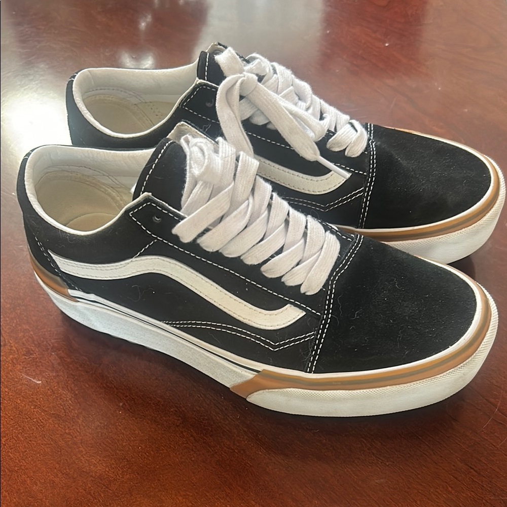 Vans Old School Stacked Men's Black and White Sneakers with Gold Accents
